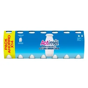 Actimel Leche Fermentada con Lcasei y Sabor Natural de Danone 14 X 100 G. 1400 G