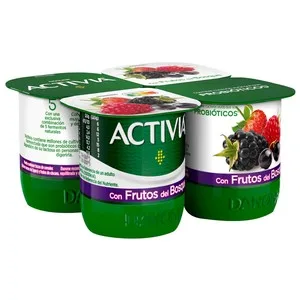 Activia Bífidus con Frutos del Bosque de Danone 4 X 120 G. 480 G