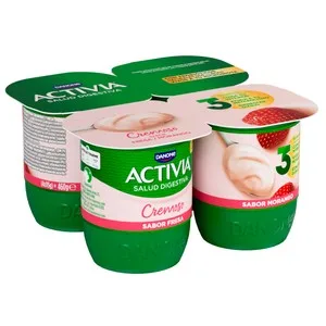 Activia Bífidus Cremoso con 6 Horas de Fermentación y Fresas de Danone 4 X 115 G. 460 G