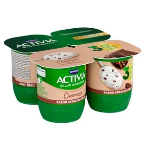 Activia Bífidus Cremoso con 6 Horas de Fermentación y Stracciatella de Danone 4 X 115 G. 460 G