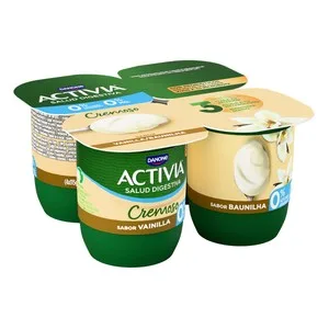 Activia Bífidus Cremoso, Desnatado (0% Materia Grasa) y con Sabor a Vainilla de Madagascar Cremoso 0% de Danone 4 X 120 G. 460 G
