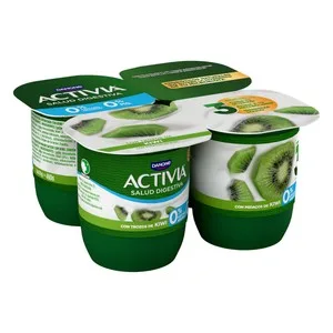 Activia Bífidus Desnatado (0% Materia Grasa) con Trocitos de Kiwi de Danone 4 X 120 G. 480 G