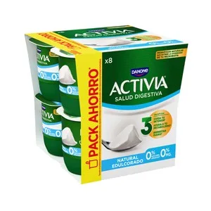 Activia Bífidus Desnatado (0% Materia Grasa) y con Sabor Natural Edulcorado 0% de Danone 8 X 120 G. 960 G