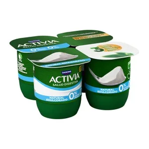Activia Bífidus Desnatado (0% Materia Grasa) y con Sabor Natural Edulcorado de Danone 4 X 120 G. 480 G