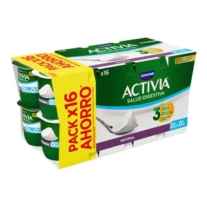 Activia Bífidus Desnatado (0% Materia Grasa) y Sabor Natural 0% de Danone 16 X 120 G. 1920 G