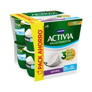 Activia Bífidus Desnatado ( 0% Materia Grasa) y Sabor Natural 0% de Danone 8 X 120 G. 960 G