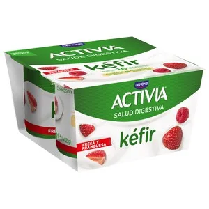 Activia de Danone Kéfir Cremoso y Suave con Fresa y Frambuesa 4 X 125 G. 500 G