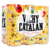 Agua con Gas Genuina Vichy Catalan Paq. de 6 Latas de 33 Cl