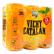 Agua con Gas Sabor Naranja Vichy Catalan Paq. de 6 Latas