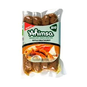 Ahimsa Bio Salchichas 100% Vegetales Estio Bratwurst 100% Ecológicas 200 G.