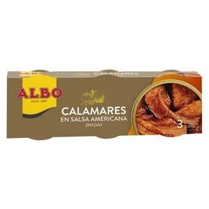 Albo Calamares en Salsa Americana en Trozos Lata de 3 Uds X 65 G. 195 G