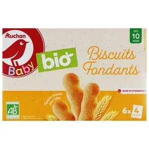 Alcampo Baby Bio Galletas Ecológicas para Bebé a Partir de 10 Meses 6 X 4 Uds. 120 G