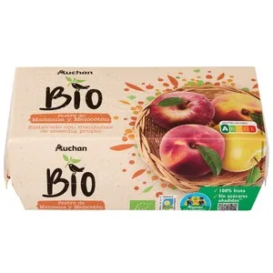 Alcampo Cultivamos LO Bueno Ecológico Compota de Manzana y Melocotón Postre Ecológico  Pack 4 Uds. X 100 G. 400 G