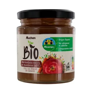 Alcampo Cultivamos LO Bueno Ecológico Mermelada Extra de Manzana con un Toque de Canela Ecológica 250 G.