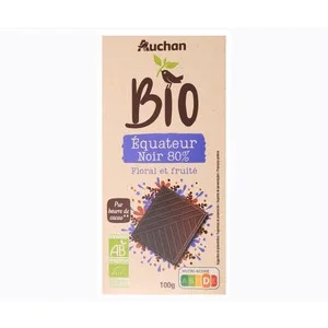 Alcampo Ecológico Chocolate Negro (80% Cacao) Ecológico con Sabor Frutal y Afrutado 100 G.