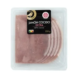 Alcampo Gourmet Jamón Cocido de Categoria Extra, Sabor Ahumado y Cortado en Lonchas Alcampo Gourmet 150 G.