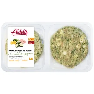 Aldelís Hamburguesas de Pollo con Calabacín, Espinacas y Queso 4 X 80 G. 320 G