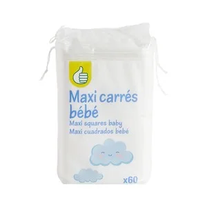 Producto Económico Alcampo Algodón Cuadrado de Tamaño Maxi, para Cara y Cuerpo Producto Económico Alcampo 60 Uds.
