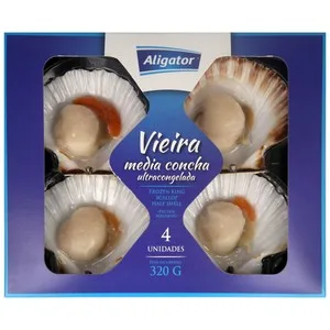 Aligator Vieira con 1/2 Concha Ultracongelada Aligator 4 Uds. 320 G