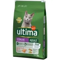 Alimento de Salmón Gato Esterilizado Ultima, Saco 7,5 Kg
