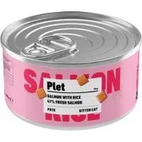 Alimento de Salmón y Arroz para Gatitos Plet, Lata 150 G