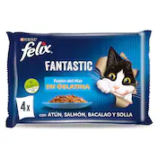Alimento para Gatos Fantastic Sabor Festín del Mar 4 Unidades Felix Bolsa 340 G