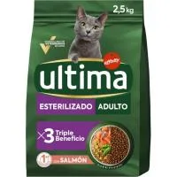 Alimento Seco de Salmón Gato Esterilizado Ultima, Saco 2,5 Kg