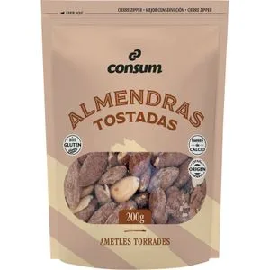 Almendras con Piel Tostadas Sal Bolsa 200 Gr