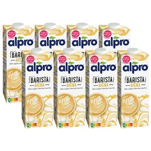 Alpro Barista Bebida de Avena 100% Vegetal, Especial para Café 8 X 1 L. 8000 ML