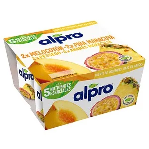 Alpro Especialidad de Soja Fermentada con Melocotón (2) o Piña-fruta de la Pasión (2) 4 X 125 G. 500 G
