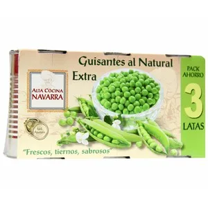 Alta Cocina Guisantes al Natural de Calidad Extra 3 Uds X 95 G. 285 G