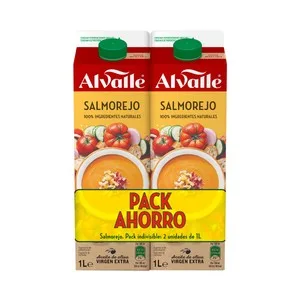Alvalle Salmorejo Tradicional Elaborado con Ingredientes 100% Naturales Alvalle 2 X 1 L. 2000 ML