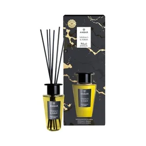 Ambar Ambientador Perfumador de Varillas (mikado Premium), con Aroma a Sándalo y Ámbar 85 Ml.