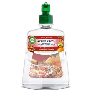 Ambientador Automático Difusor Active Fresh Naranja y Canela con Aceites Esenciales Recambio AIR Wick