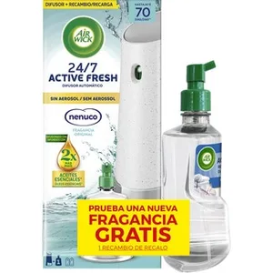 Ambientador Difusor Automático Active Fresh Nenuco 24/7 sin Aerosol Aparato + Recambio + 1 Recambio de Regalo AIR Wick