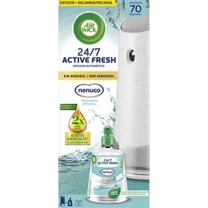 Ambientador Difusor Automático Active Fresh Nenuco 24/7 sin Aerosol + Recambio con Aceite Esenciales AIR Wick