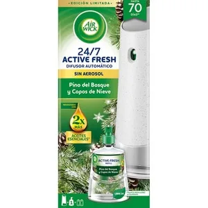 Ambientador Difusor Automático Active Fresh Pino del Bosque y Copos de Nieve 24/7 + Recambio sin Aerosol con Aceites Esenciales AIR Wick