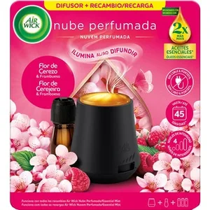 Ambientador Difusor Automático Nube Perfumada Flor de Cerezo & Frambuesa + Recambio con Aceites Esenciales AIR Wick
