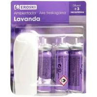 Ambientador Minispray Lavanda Eroski, Aparato +3 Recargas