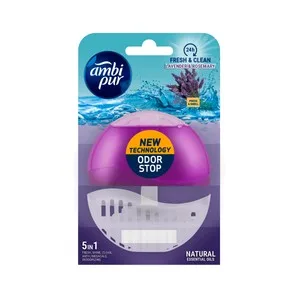Ambipur Fresh & Clean Colgador para WC con Aroma a Lavanda y Romero y Acción 5 en 1.