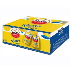 Amstel Radler Cervezas con Zumo Natural de Limón y 0,0 % Alcohol Pack 12 Uds. X 33 Cl. 3960 ML