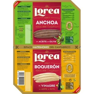 Anchoa del Cantábrico en Aceite de Oliva + Boquerón al Vinagre en Aceite de Oliva Envase 26 Gne Lorea