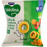 Anillos de Calabaza, Tomate y Zanahoria Bio Bledina, Bolsa 20 G