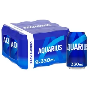 Aquarius Bebida Isotónica con Sabor a Limón Lata 330 Ml Pack de 9 Latas 2970 ML