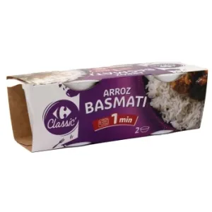 Arroz Basmati para Microondas Classic Carrefour sin Gluten Pack de 2 Unidades de 125 G.