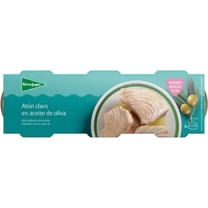 Atún Claro en Aceite de Oliva con bajo Contenido en Sal Pack 3  el Corte Ingles 60 G
