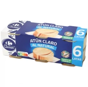 Atún Claro al Natural Classic Carrefour Pack de 6 Latas de 56 G.