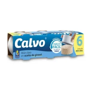 Atún Claro en Aceite de Girasol Calvo Pack de 6 Latas de 52 G.