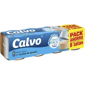 Atún Claro en Aceite de Girasol Formato Ahorro Pack 8  Calvo 52 G