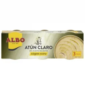 Atún Claro en Aceite de Oliva Virgen Extra Albo Pack de 3 Latas de 55 G.